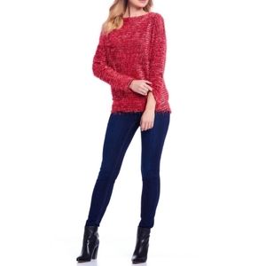 Jones New York Woman - Eyelash Knit Boat Neck Top in Scarlet